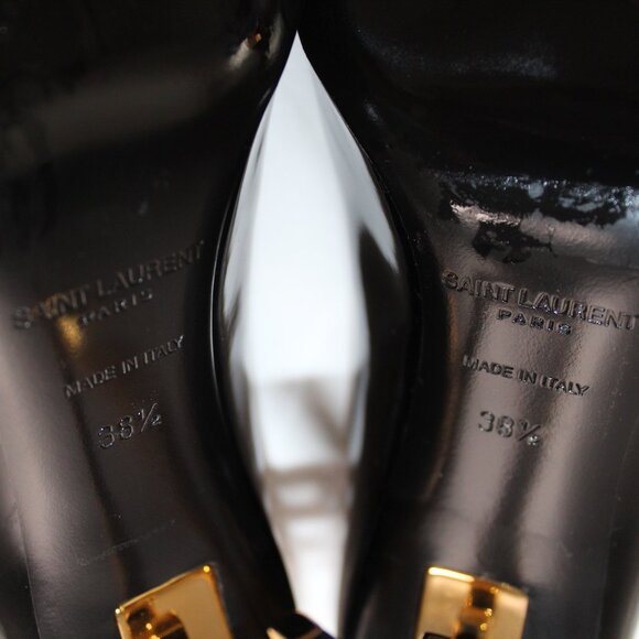 NWOB YSL Saint Laurent Opyum Logo Heel Patent Leather Pumps Heels 38.5 - Picture 5 of 9